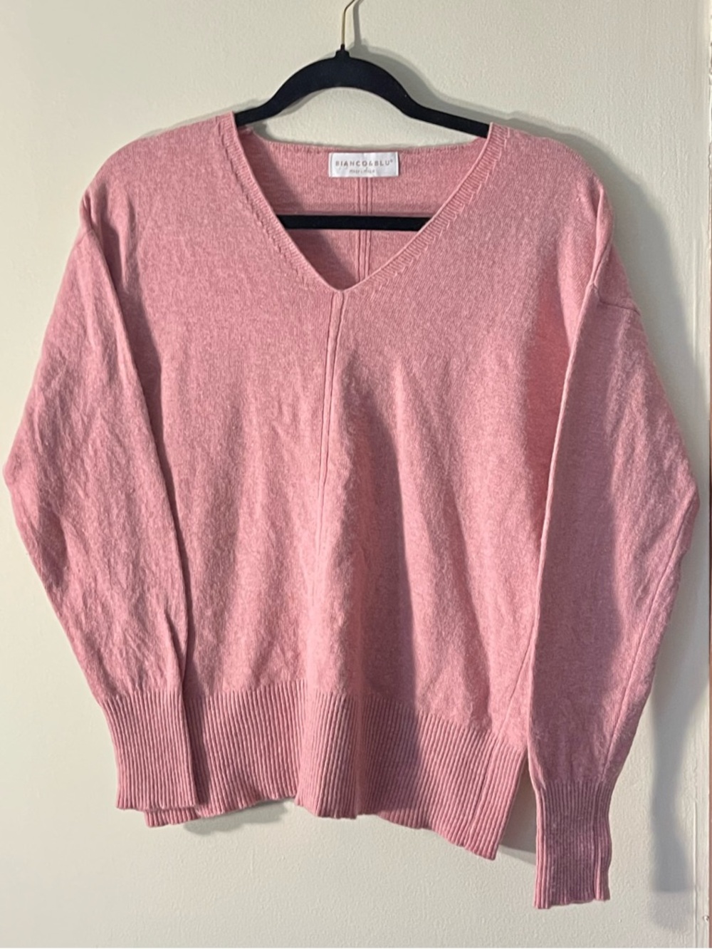 Cashmere Wool Silk Blend Lightweight V-Neck Sweater Dusty Rose Large
